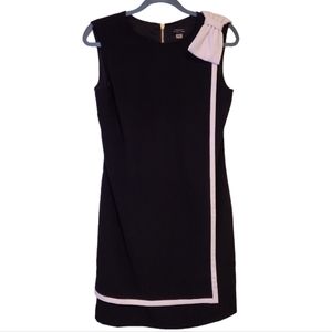 Tahari Sleeveless Dress with Bow on one Shoulder - Size 8 - Black & Cream Colors